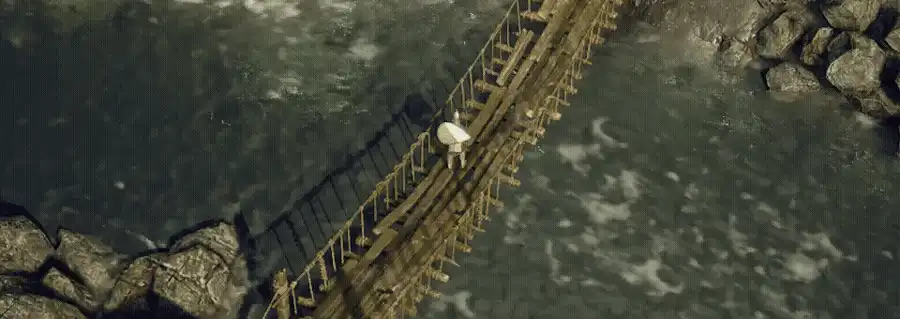 Courant d'une rivière contournant les piles d'un pont
