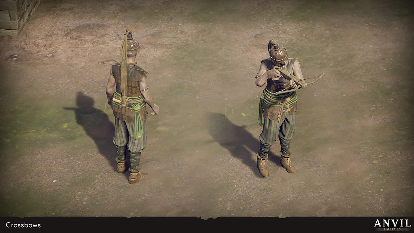 Deux avatars équipés d'arbalètes